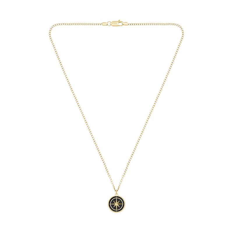 BOSS Gold-tone necklace with medallion pendant