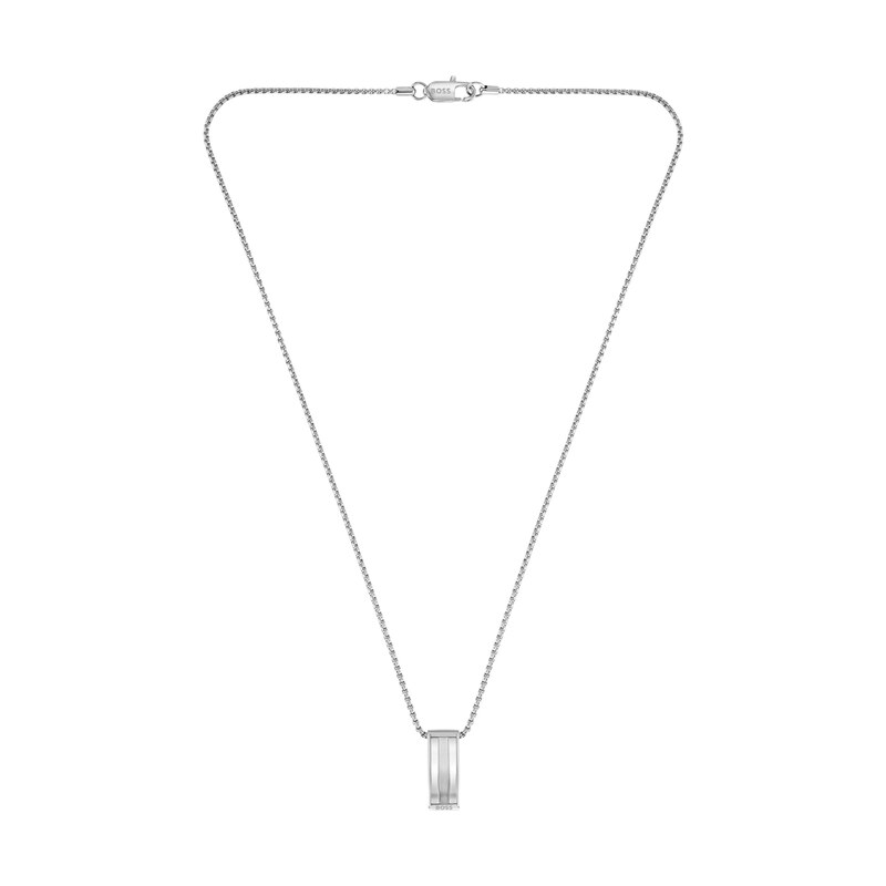 BOSS Silver-tone necklace with stripe-effect pendant