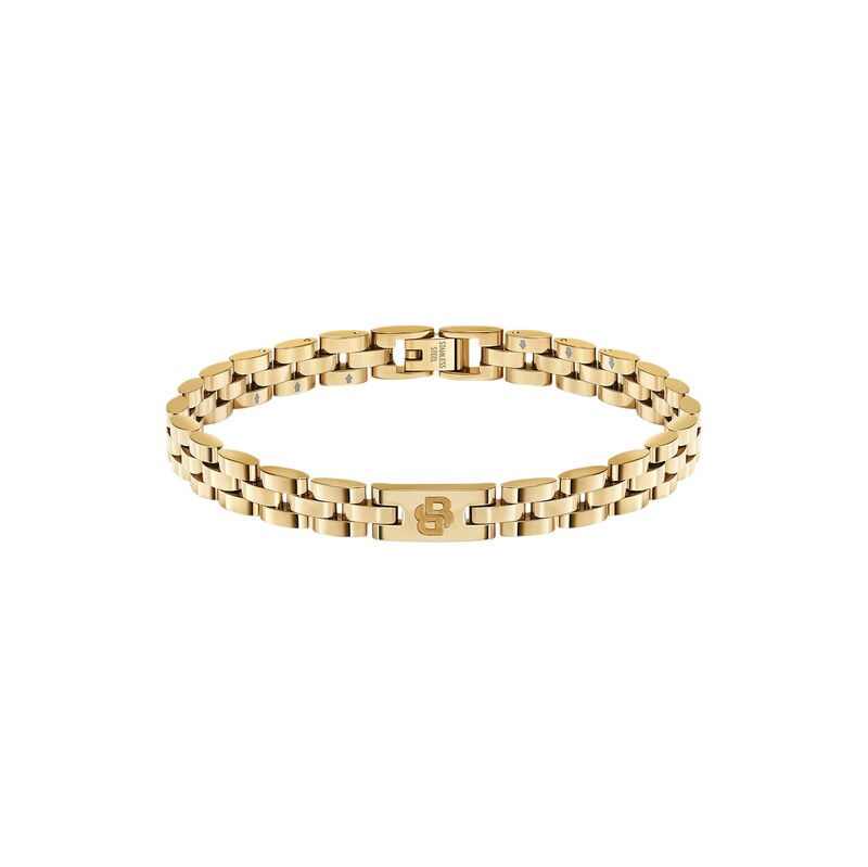 BOSS Light-yellow-gold-tone cuff with logo details