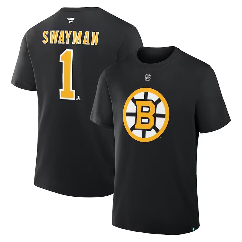 Fanatics Pánské tričko Jeremy Swayman #1 Boston Bruins NHL Stack