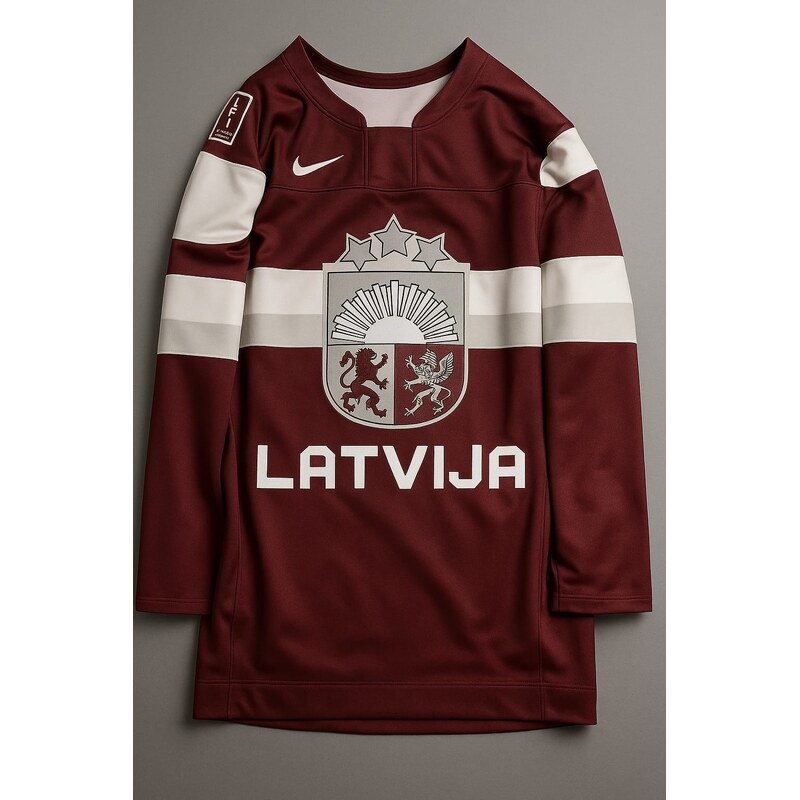 Dres Latvia NIKE IIHF World Championships replica vínová