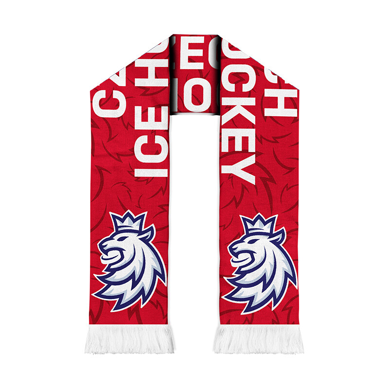 STŘÍDA SPORT Šála pletená pattern Český hokej červená
