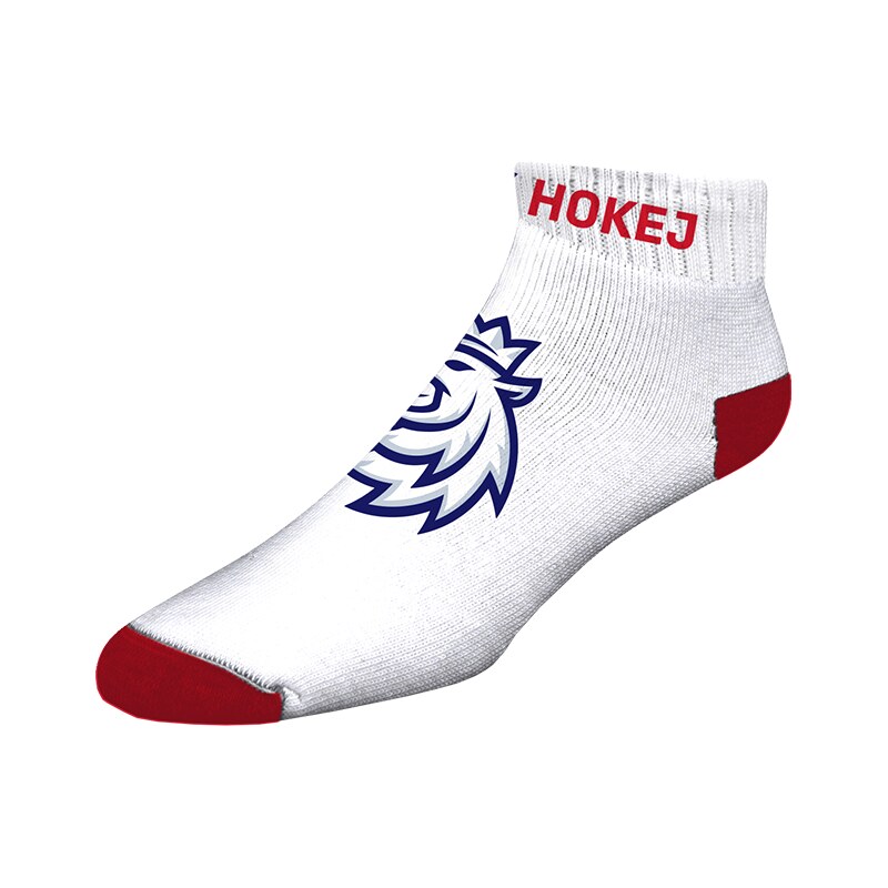 STŘÍDA SPORT Pánské Ponožky Český Hokej Logo Lev Kotníkové bílá