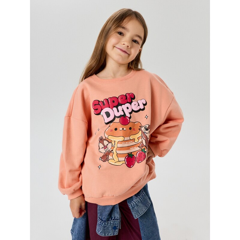 Sinsay - Bavlněná mikina crewneck s potiskem Disney - pastelová