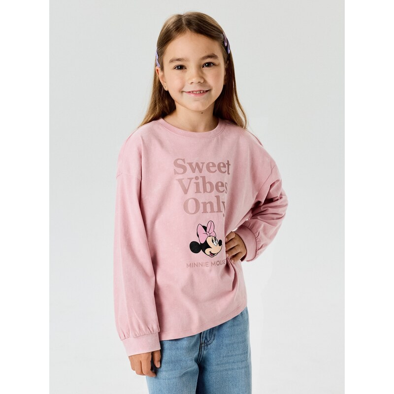 Sinsay - Bavlněná košilka s potiskem Minnie Mouse - světle