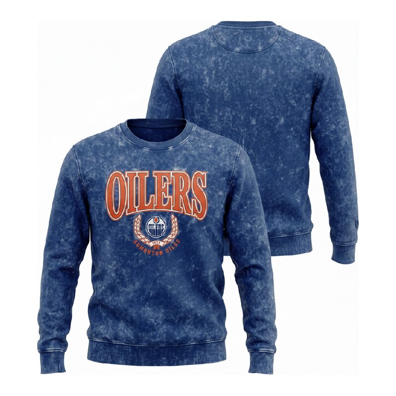 New Era Pánská mikina Edmonton Oilers NHL US Edit Crewneck modrá