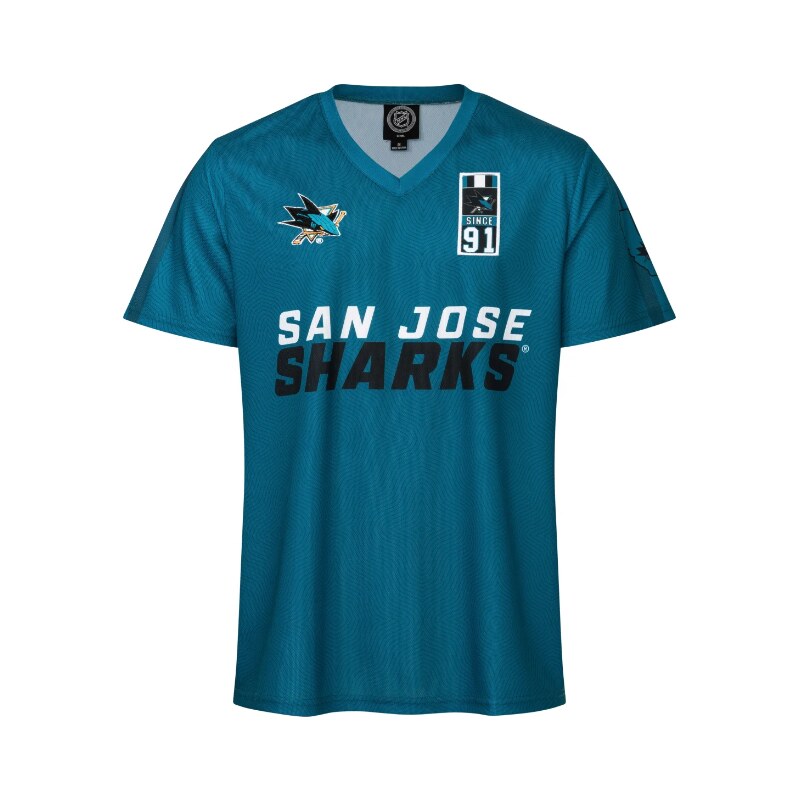 FOCO Pánské tričko San Jose Sharks NHL Soccer Style Jersey modrá