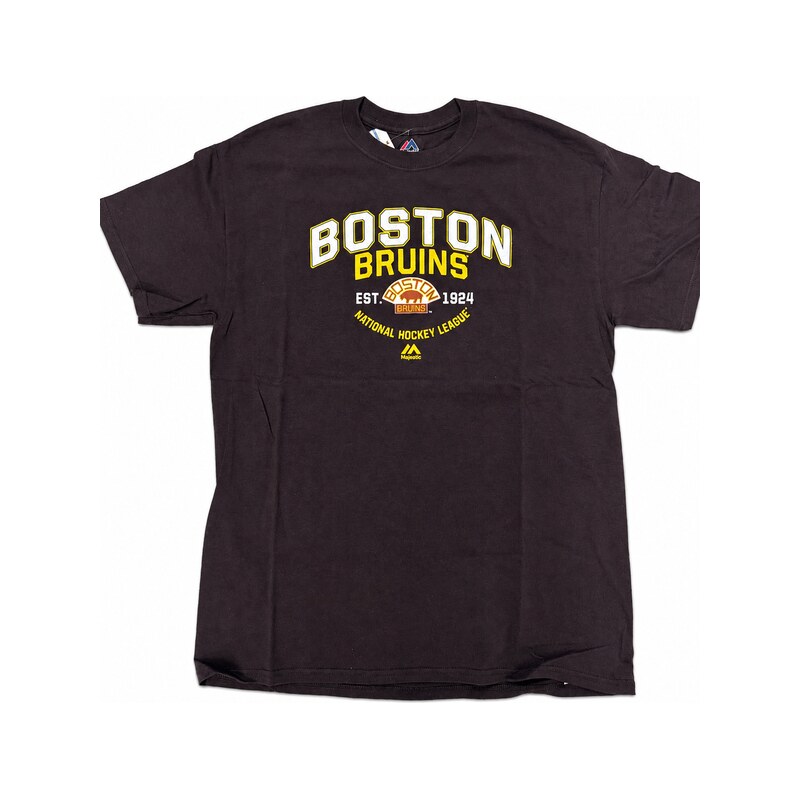 Pánské tričko Boston Bruins NHL Majestic Established 1924 hnědá