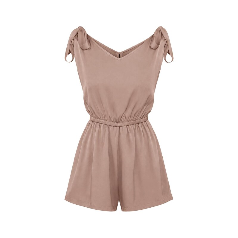 REGINA FASHION Overal Tie-Shoulder V-Neck Playsuit (Mate)