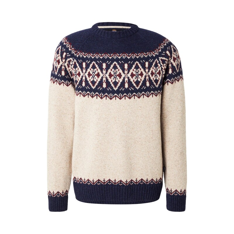 Barbour Svetr Tisbury krémová / tmavě modrá / bordó