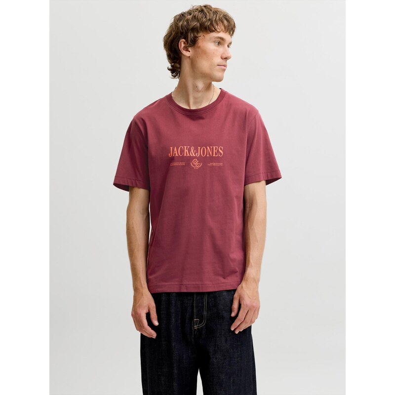 JACK & JONES Tričko JORFREDERIKSBERG rezavě hnědá / oranžová