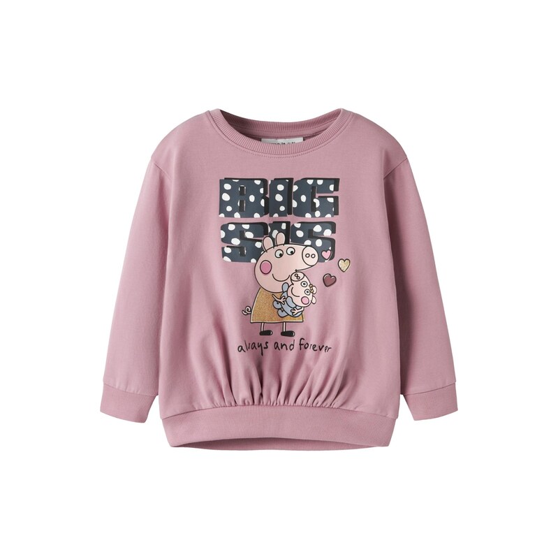 NAME IT Mikina NMFama Peppa zlatá / starorůžová / černá / bílá