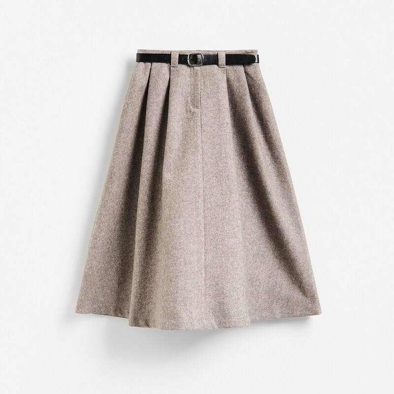 Reserved - LADIES` SKIRT & BELT - béžová