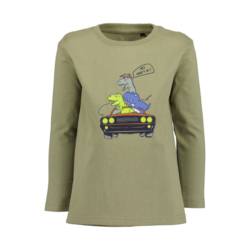 BLUE SEVEN Tričko modrá / khaki / jablko / černá