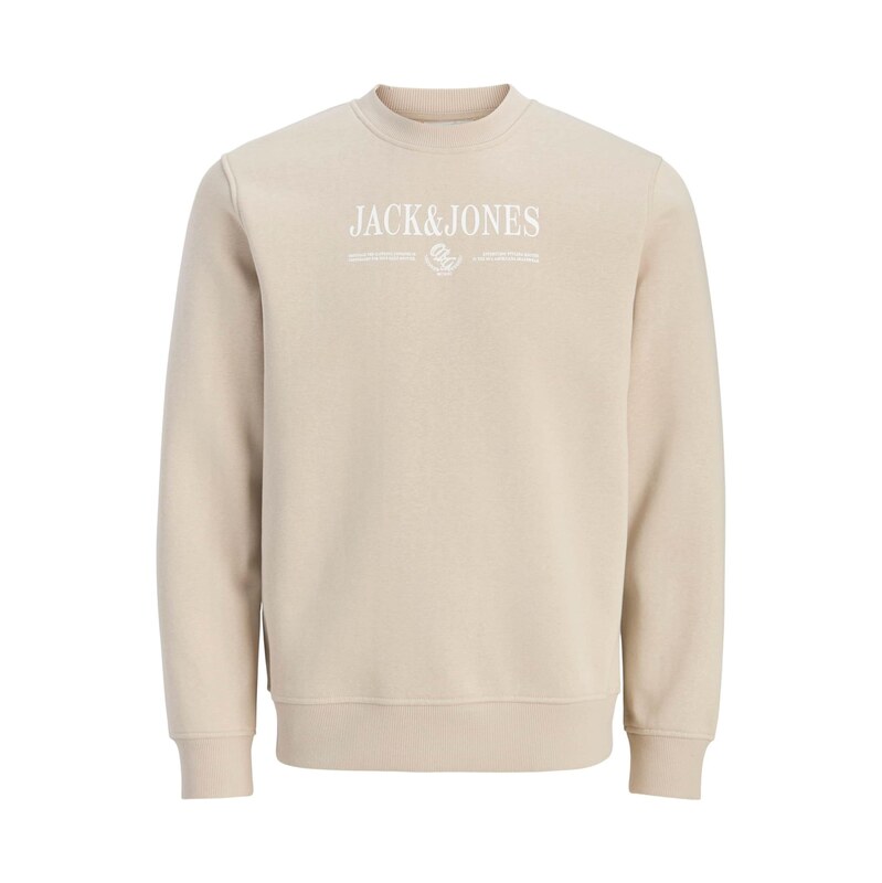 JACK & JONES Mikina JORFREDERIKSBERG šedobéžová / bílá