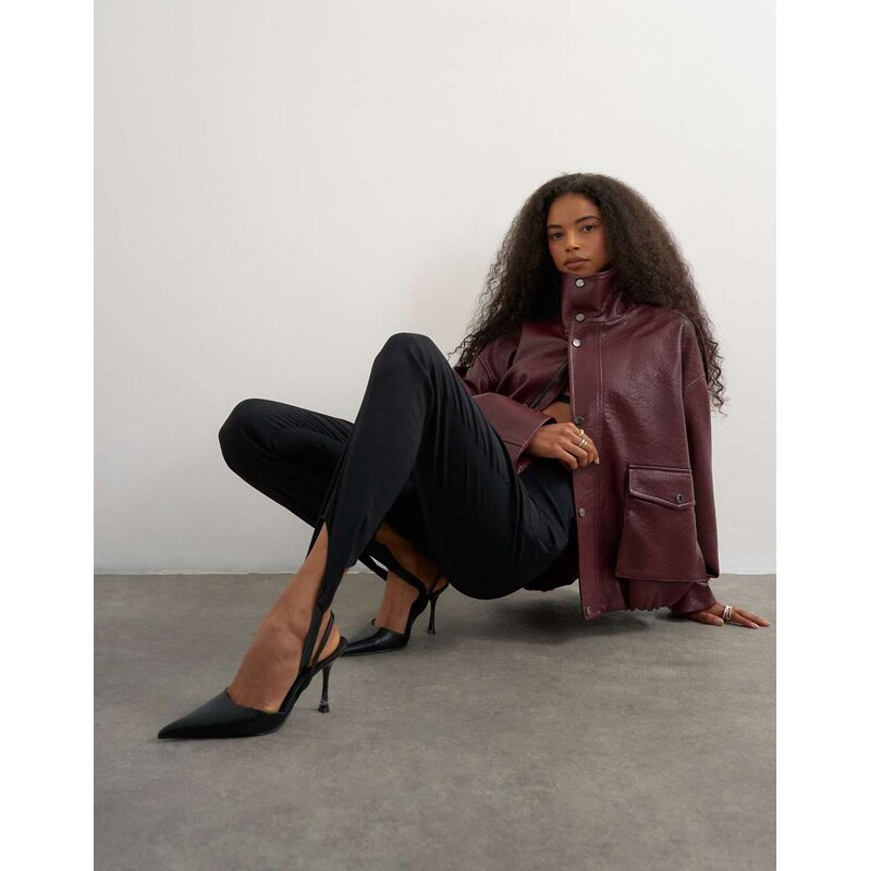 Topshop stirrup bengaline trouser in black