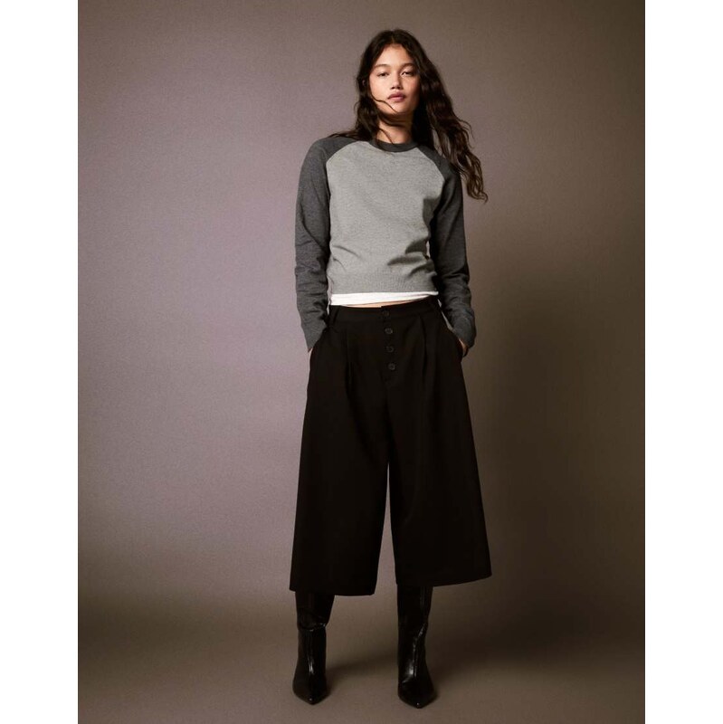 Bershka Round neck raglan jumper in grey