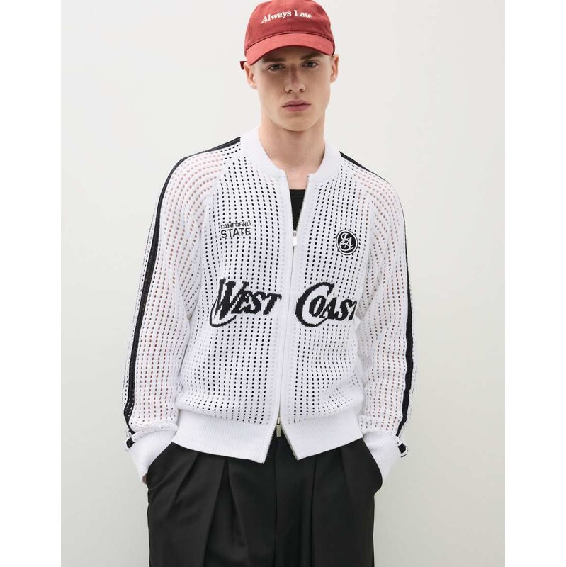 Bershka Retro mesh jacket in white