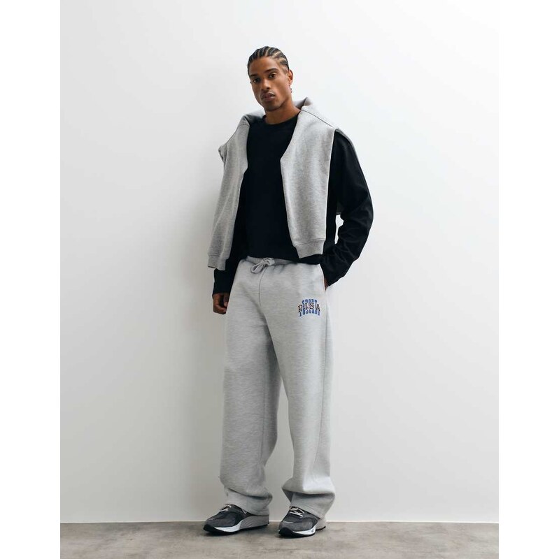 ASOS DESIGN wide leg jogger with print in scuba-style fabric in