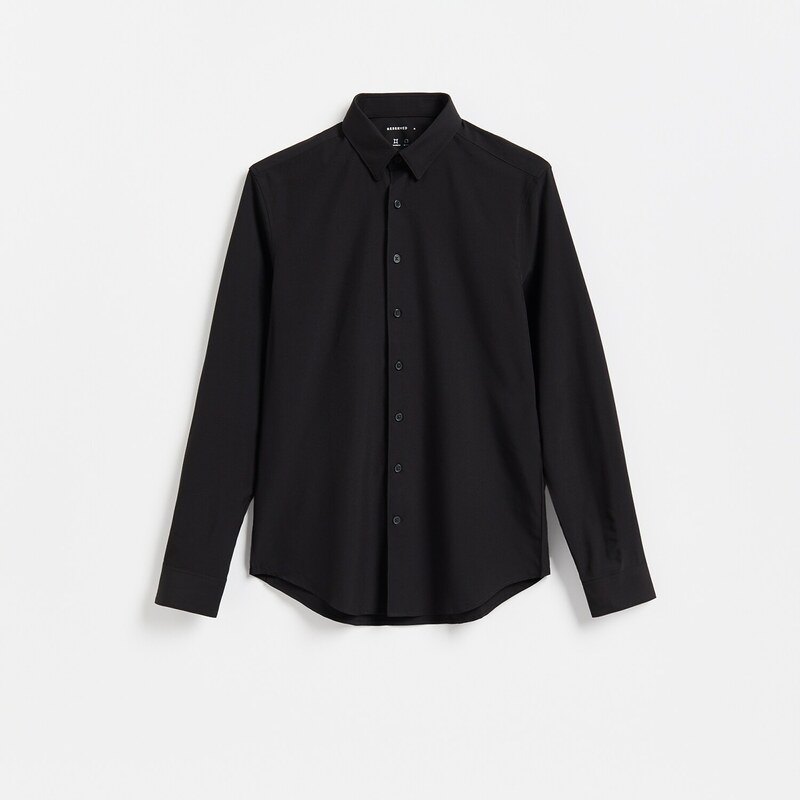 Reserved - Jednobarevná košile slim fit - černý