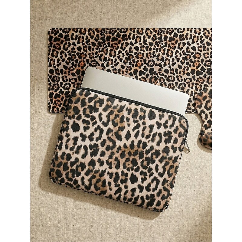 Sinsay - Taška na notebook s leopardím vzorem - hnědá