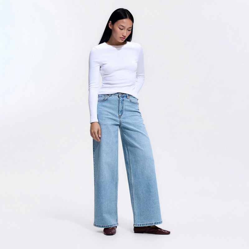 Reserved - Džíny wide leg comfort - modrá