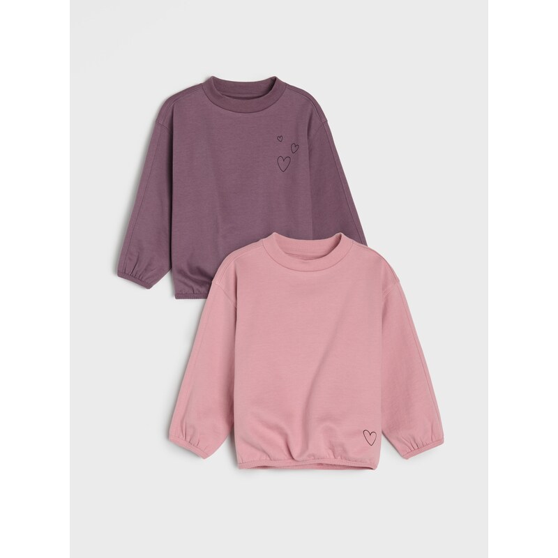 Sinsay - Bavlněné mikiny crewneck s potiskem 2 pack - fialová