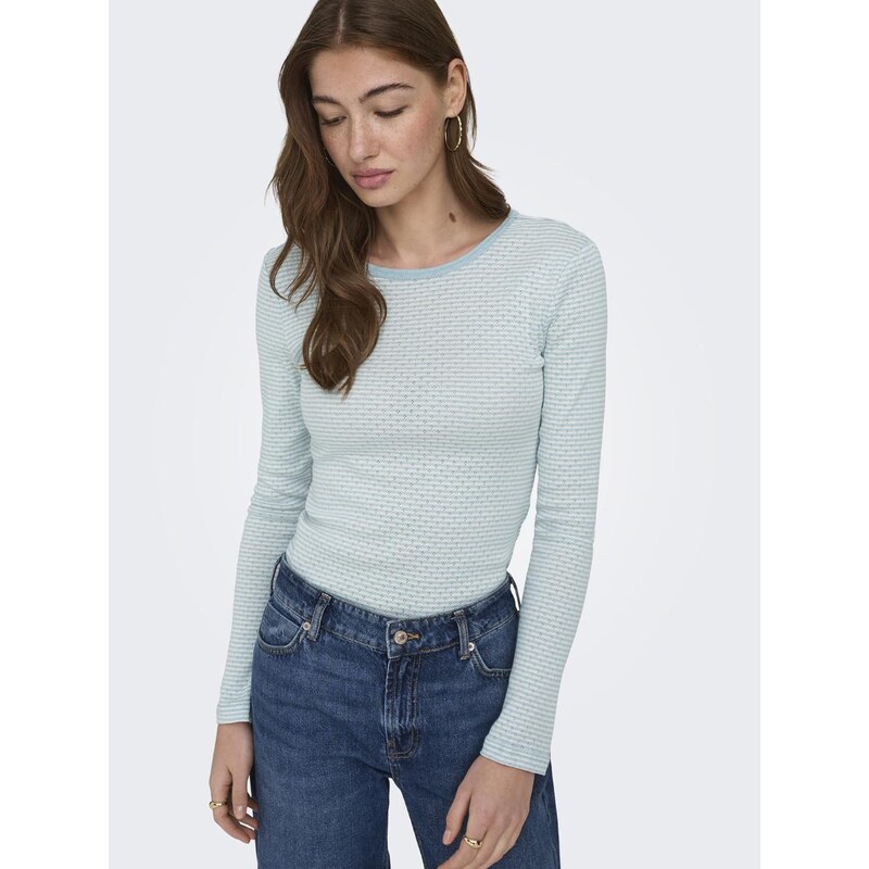 Dámské tričko s dlouhým rukávem modré / bílé Only OnlMadison L/S