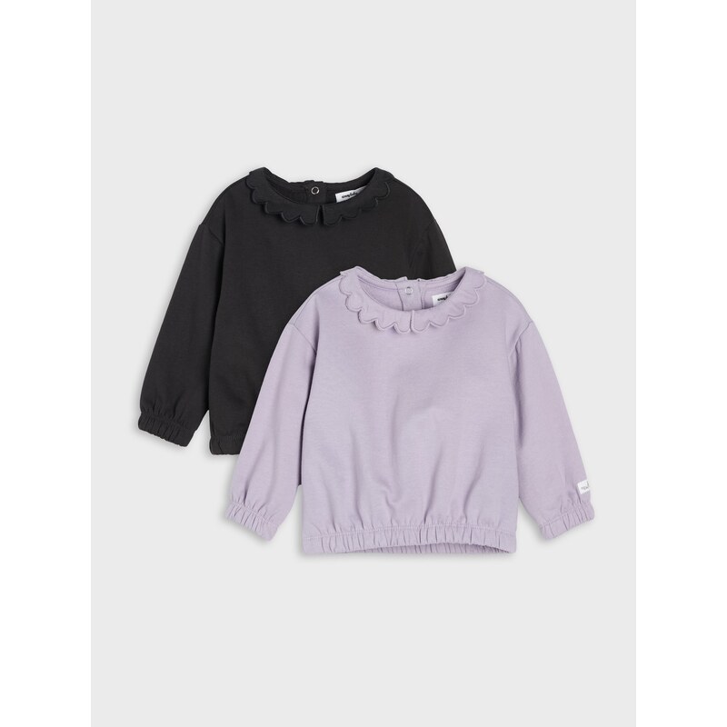 Sinsay - Bavlněné mikiny crewneck s ozdobným límečkem 2 pack -