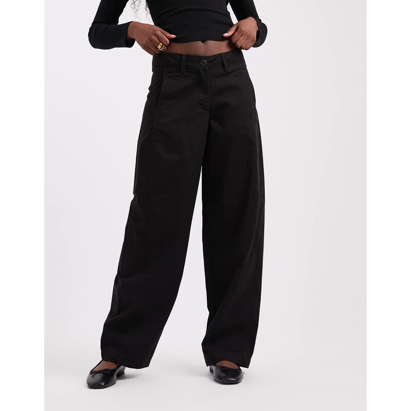 JJXX high waisted barrel fit trousers in black