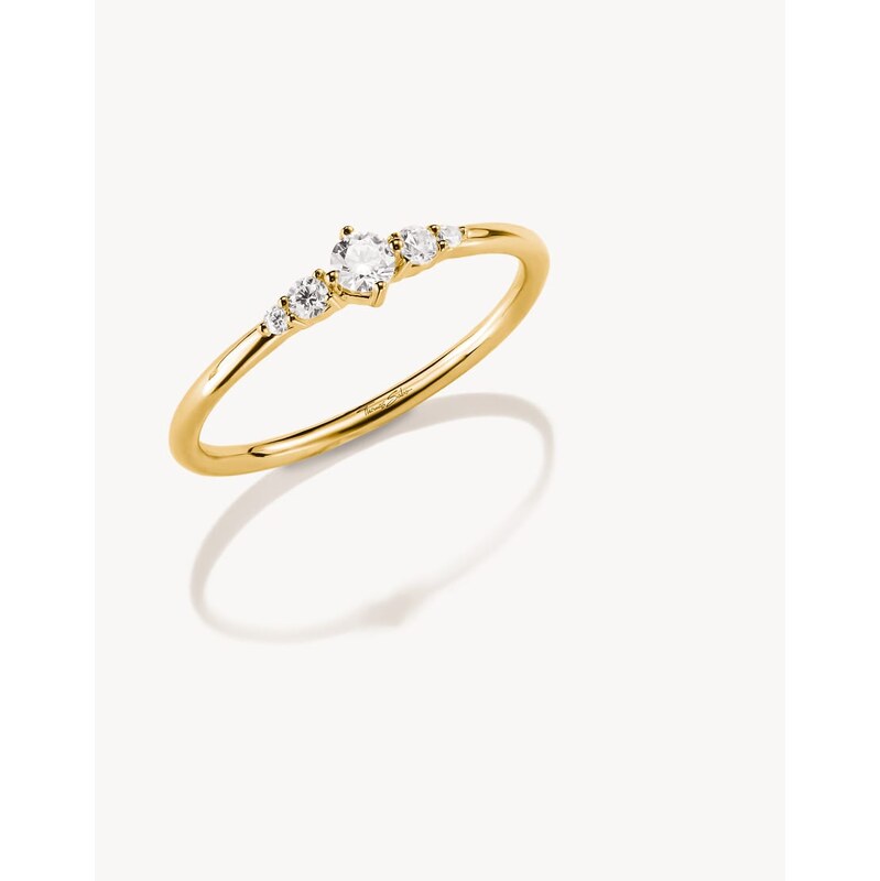 Thomas Sabo Ring with white zirconia in yellow gold, white