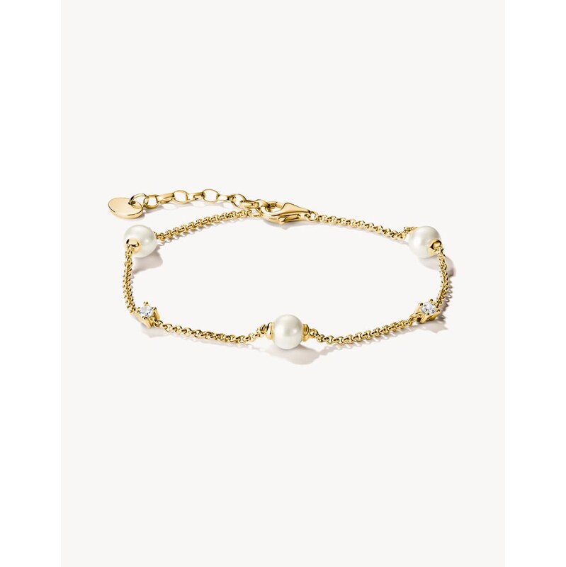Thomas Sabo Bracelet with pearls and white zirconia in yellow