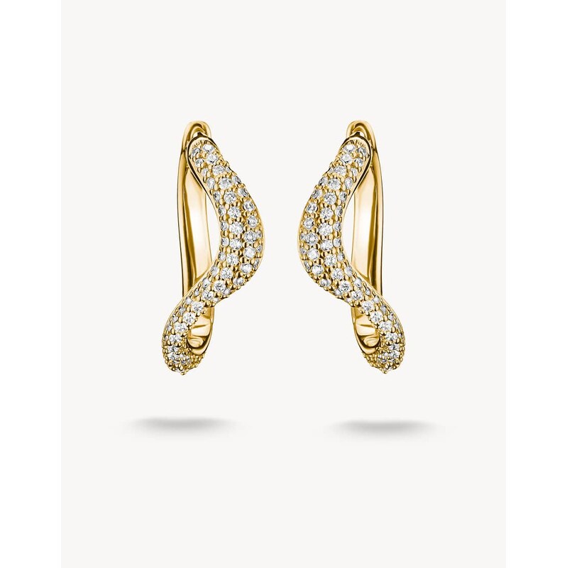 Thomas Sabo Hoop earrings with white zirconia in yellow gold,