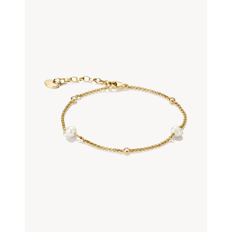Thomas Sabo Bracelet with pearls and white zirconia in yellow