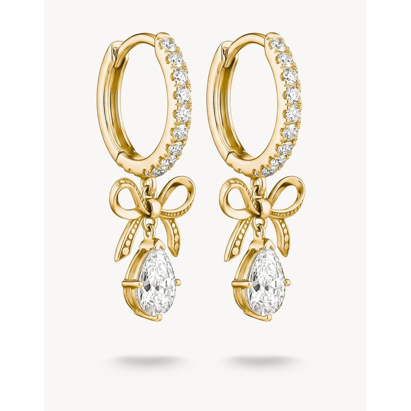 Thomas Sabo Hoop earrings bow with white zirconia in teardrop