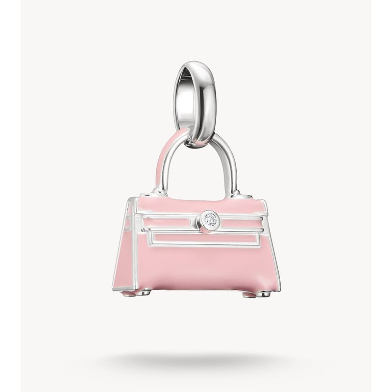 Thomas Sabo Silver charm pendant handbag connect in silver, pink