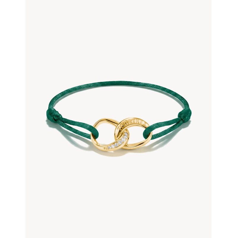 Thomas Sabo Textile bracelet together green with white zirconia