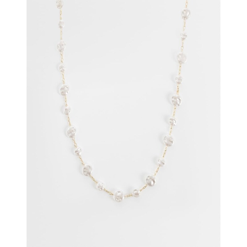 ASOS DESIGN necklace with mixed faux freshwater pearls in gold