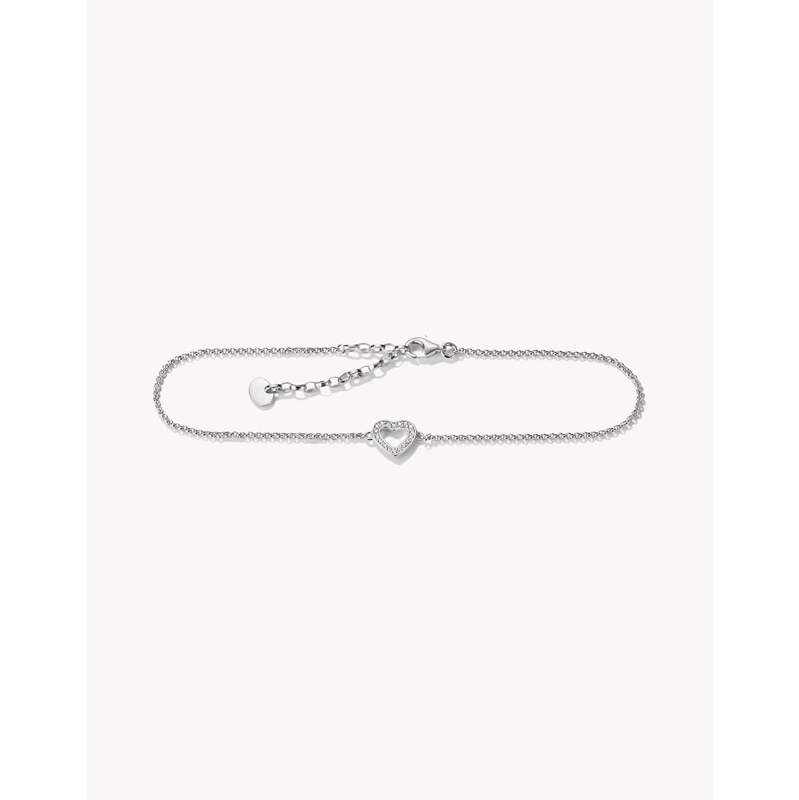 Thomas Sabo Anklet heart with white zirconia in silver, white