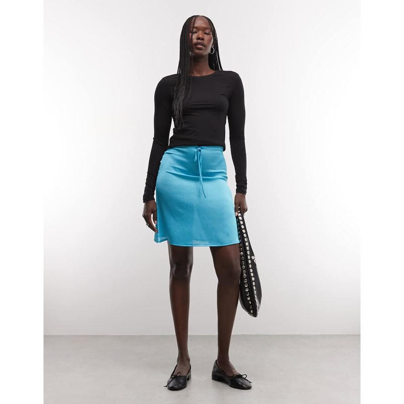 Reclaimed vintage sheer chiffon awkward length skirt with lace