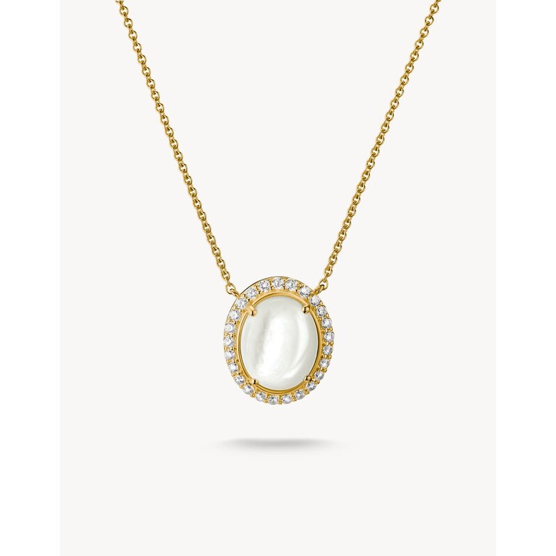 Thomas Sabo Chain mother-of-pearl with white zirconia in yellow