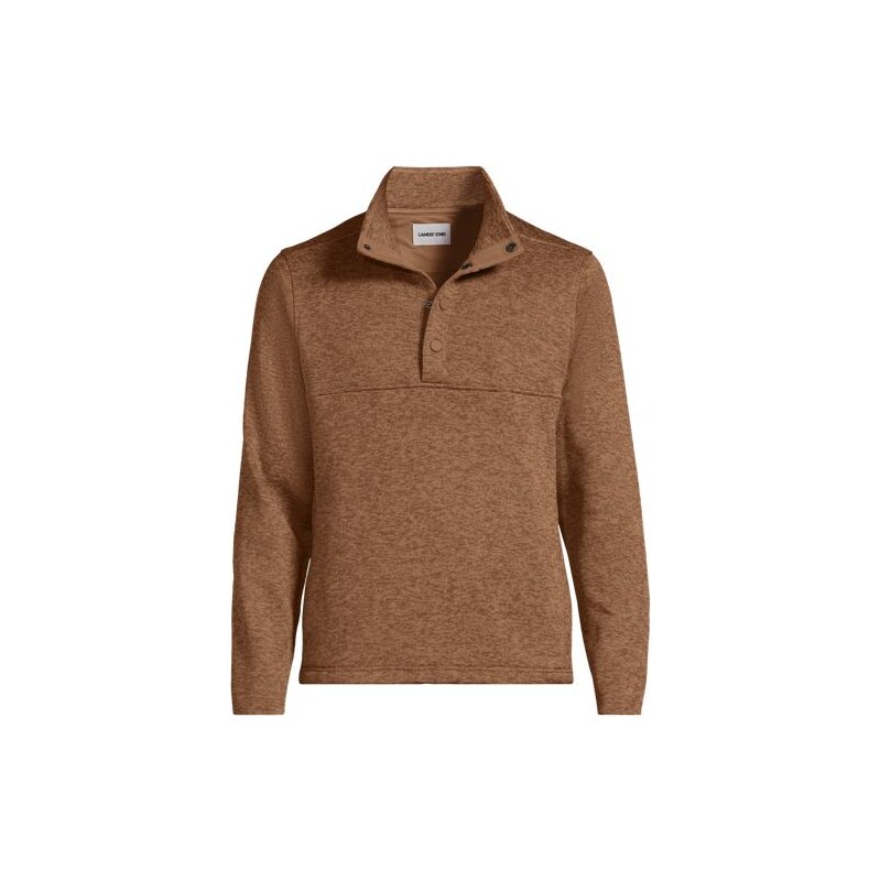 Fleece Pullover With Snap Neck, Men, size: XXL, regular, Brown,