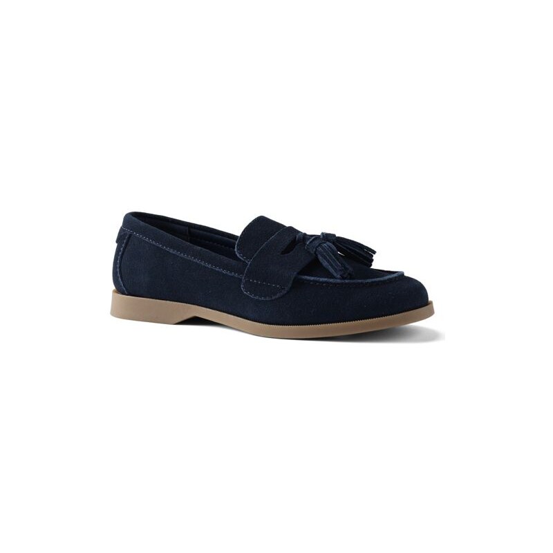 Suede Tassel Loafers, Women, size: 6, regular, Blue, by Lands