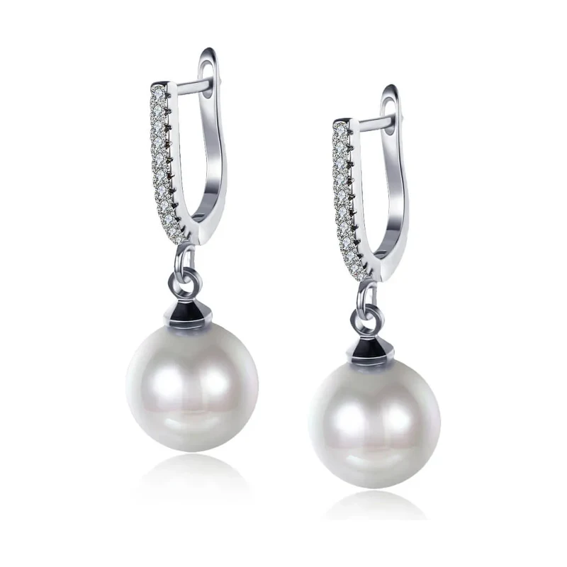 Elanis Jewel Perlové náušnice Marianne White Pearl se zirkony