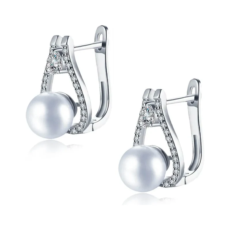 Elanis Jewel Perlové náušnice Venus White Pearl se zirkony