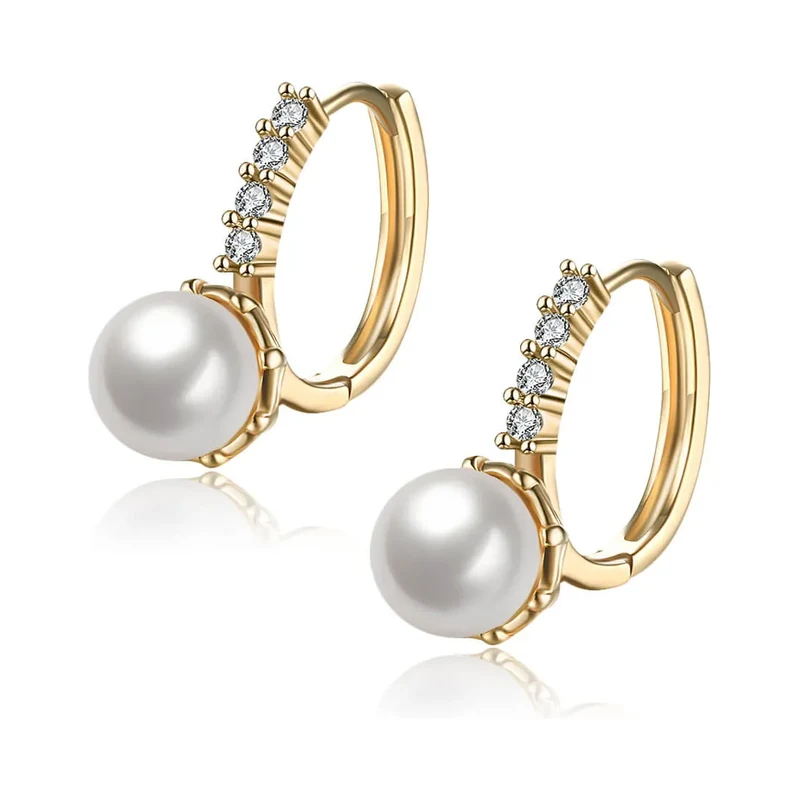 Elanis Jewel Pozlacené perlové náušnice Rebecca Gold White Pearl