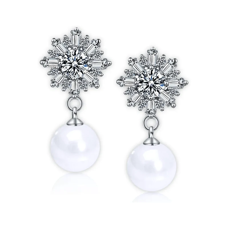 Elanis Jewel Perlové náušnice Ice Queen White Pearl se zirkony