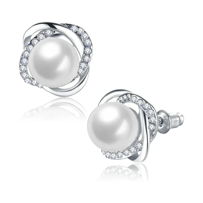 Elanis Jewel Perlové náušnice Annabelle White Pearl se zirkony