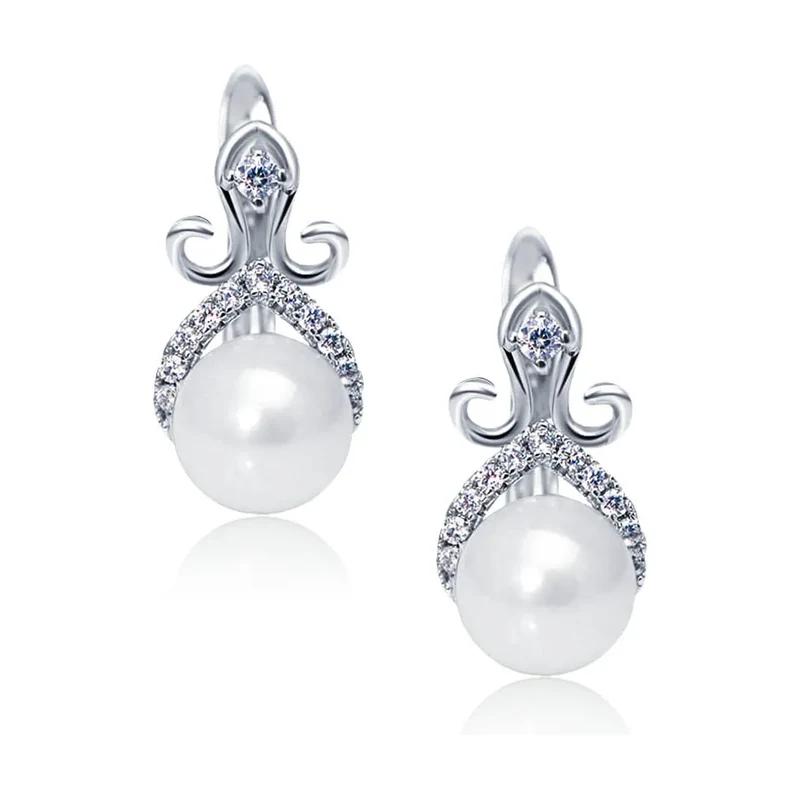 Elanis Jewel Perlové náušnice Scarlett White Pearl se zirkony