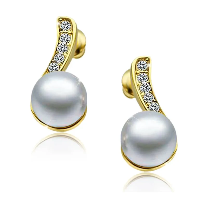 Elanis Jewel Pozlacené perlové náušnice Pearl Wave White Pearl